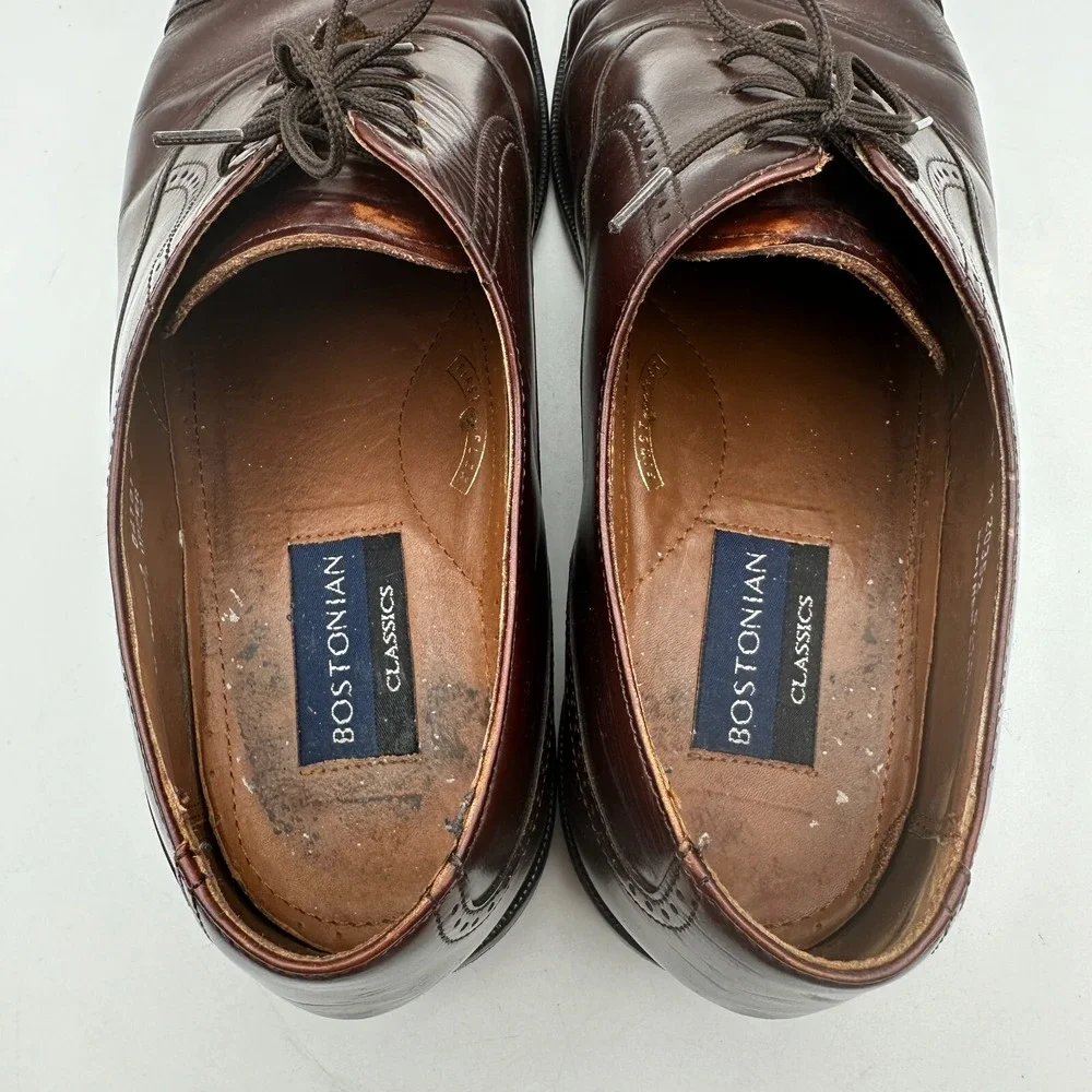 Bostonian Classics Oxford Mens 10 Burgundy Leather Cap Toe Brogue 20352